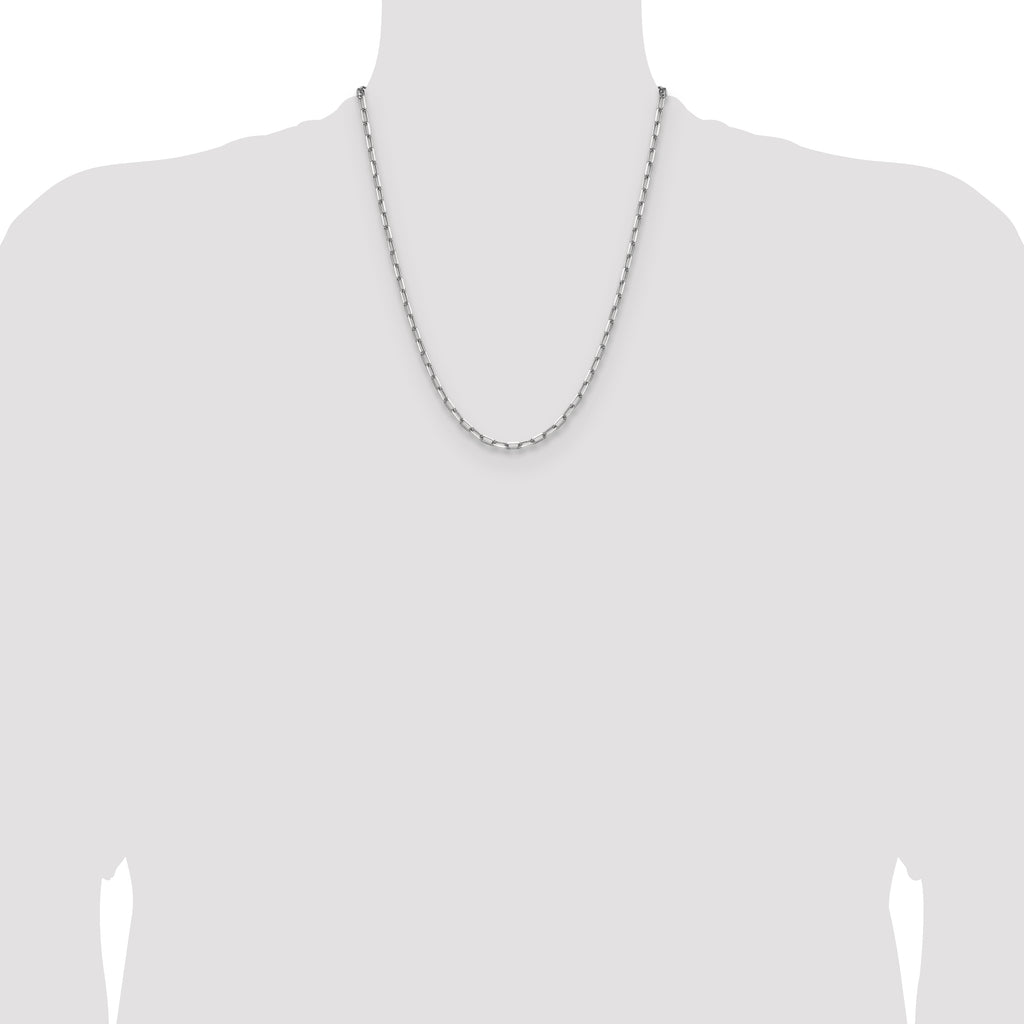 14k White Gold 3.5mm Solid Beveled Paperclip Chain