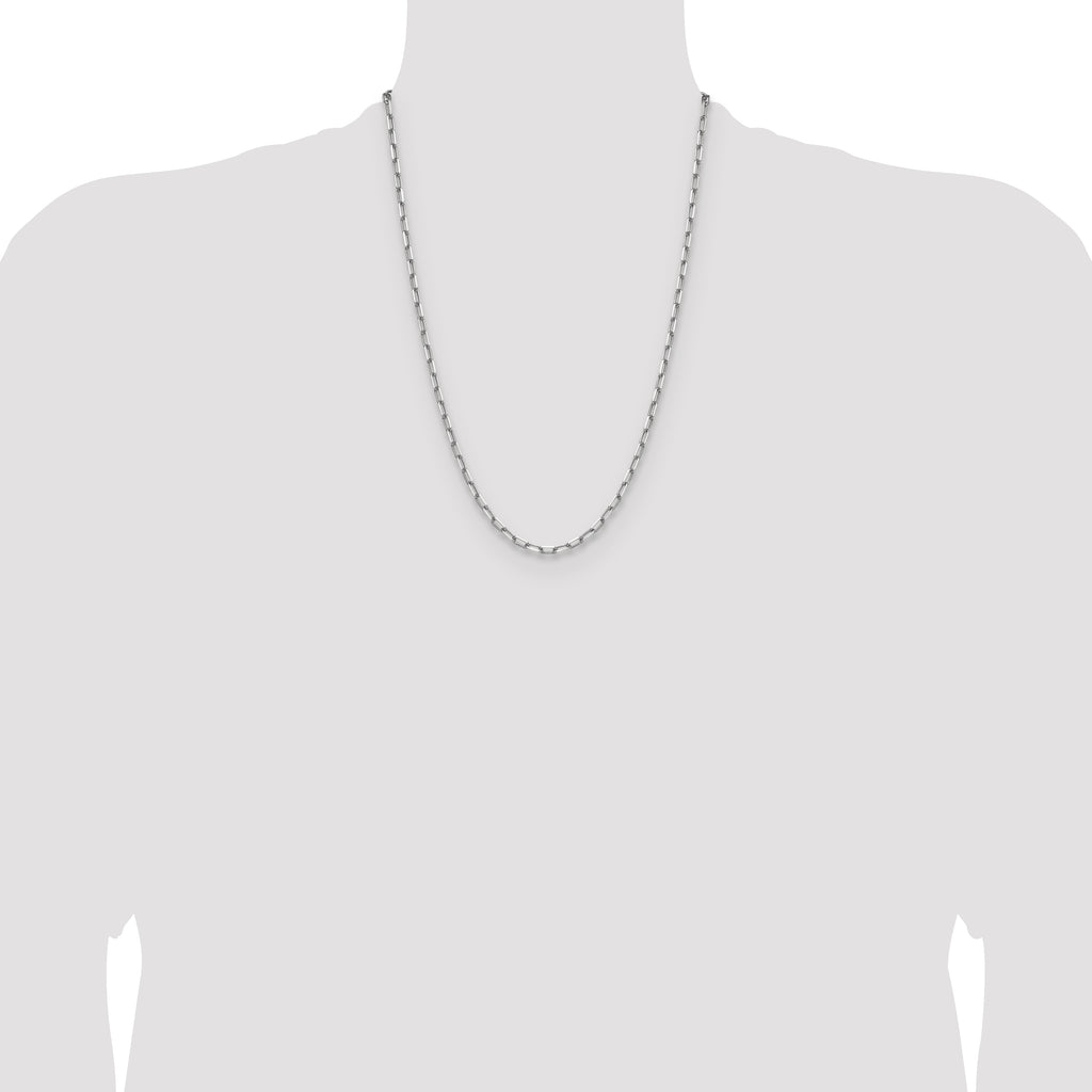 14k White Gold 3.5mm Solid Beveled Paperclip Chain