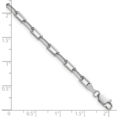 14k White Gold 3.5mm Solid Beveled Paperclip Chain