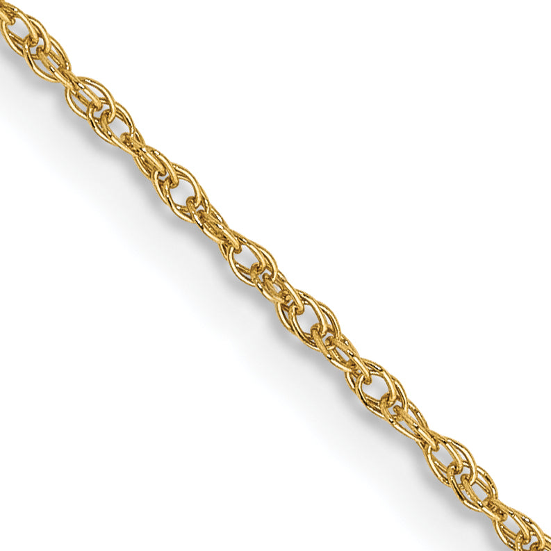 14K Yellow Gold Solid Rope Chain Necklace 0.8mm