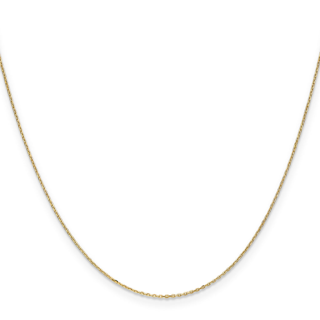 14K Yellow Gold Solid Diamond-Cut Cable Chain Necklace 0.8mm