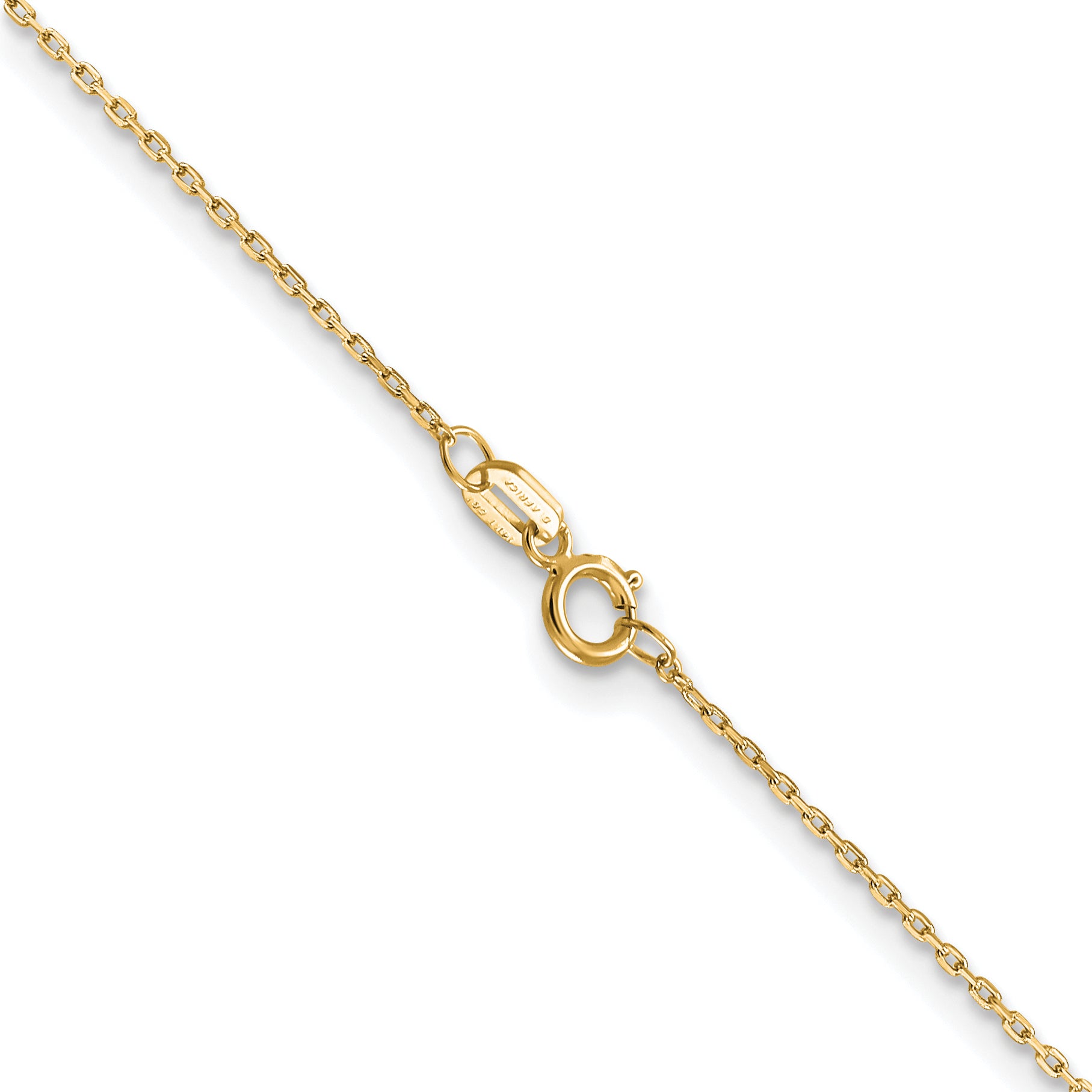 14K Yellow Gold Solid Diamond-Cut Cable Chain Necklace 0.8mm
