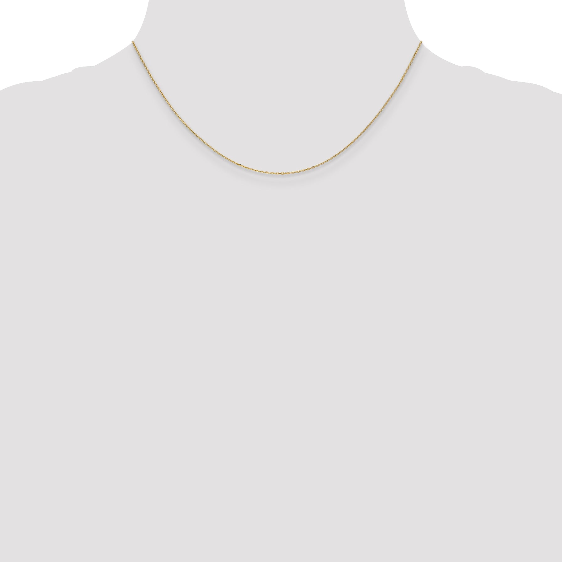 14K Yellow Gold Solid Diamond-Cut Cable Chain Necklace 0.8mm