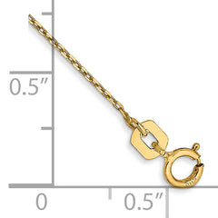 14K 10 inch .8mm Diamond-cut Cable with Spring Ring Clasp Anklet