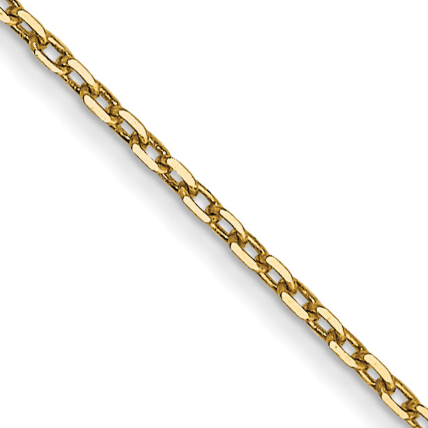 14K Yellow Gold Solid Diamond-Cut Cable Chain Necklace 0.8mm