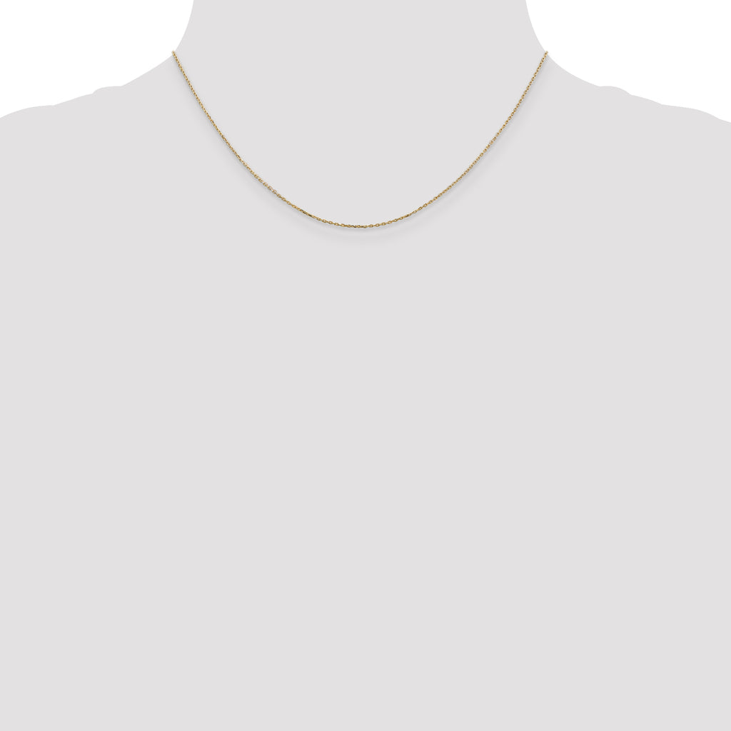 14K Yellow Gold Solid Diamond-Cut Cable Chain Necklace 0.8mm