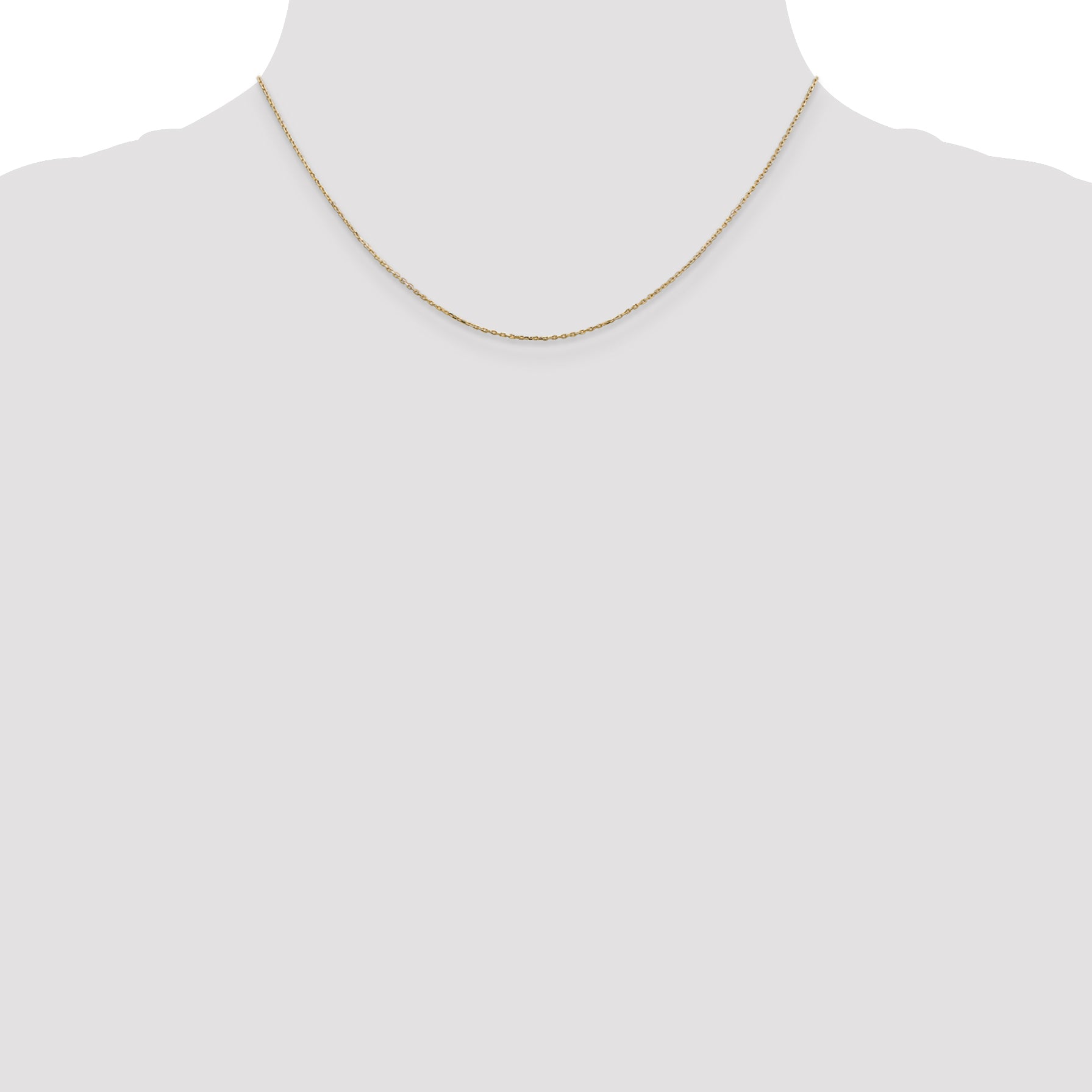 14K Yellow Gold Solid Diamond-Cut Cable Chain Necklace 0.8mm