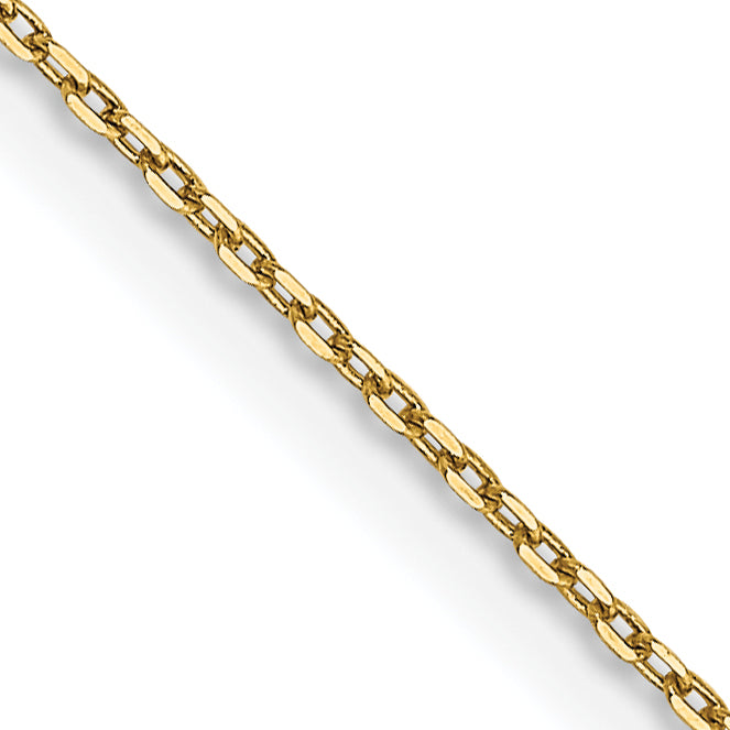 14K Yellow Gold Solid Diamond-Cut Cable Chain Necklace 0.8mm