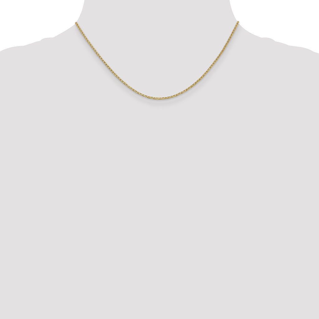 14K 16 inch 1.5mm Lightweight Flat Anchor Link with Lobster Clasp Pendant Chain