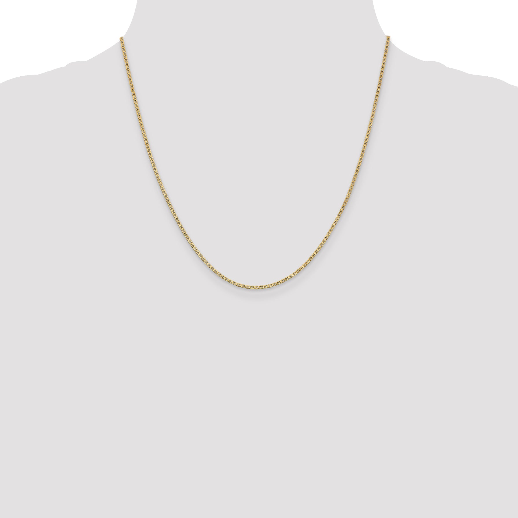 14K 20 inch 1.5mm Lightweight Flat Anchor Link with Lobster Clasp Pendant Chain