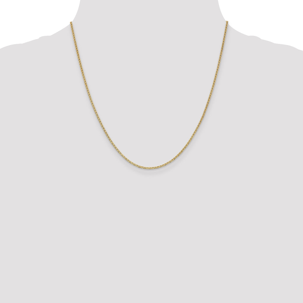 14K 20 inch 1.5mm Lightweight Flat Anchor Link with Lobster Clasp Pendant Chain