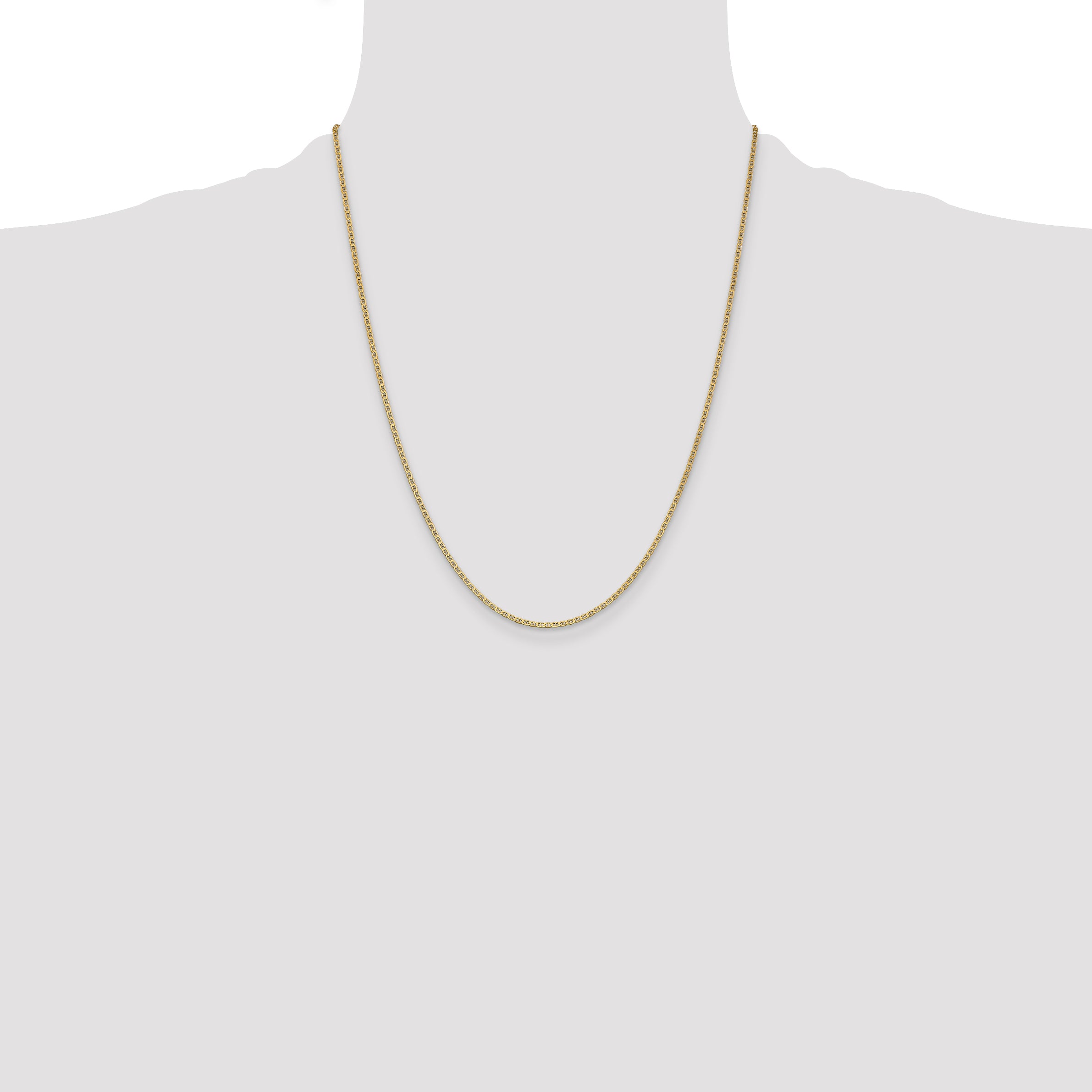 14K 22 inch 1.5mm Lightweight Flat Anchor Link with Lobster Clasp Pendant Chain