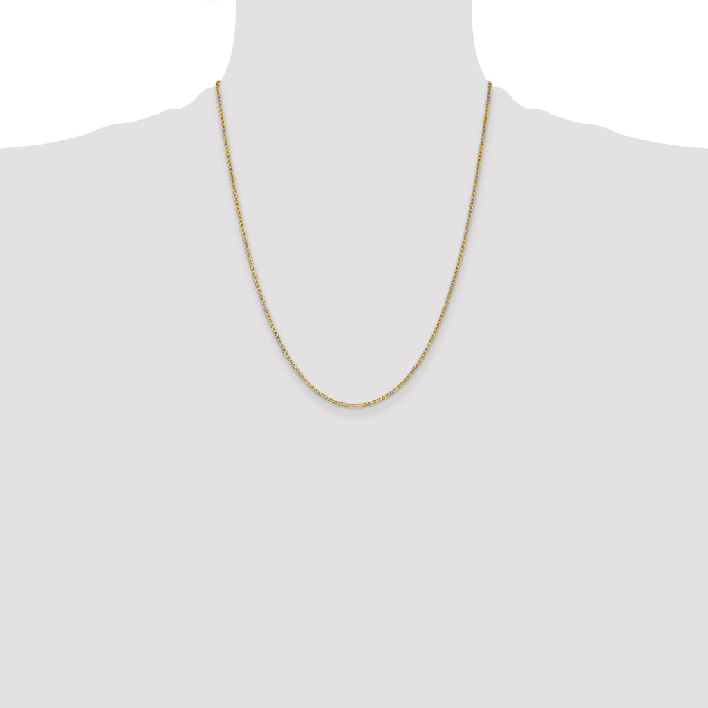 14K 22 inch 1.5mm Lightweight Flat Anchor Link with Lobster Clasp Pendant Chain