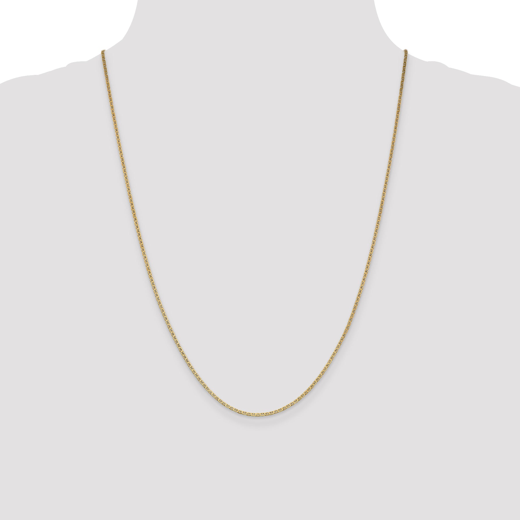 14K 24 inch 1.5mm Lightweight Flat Anchor Link with Lobster Clasp Pendant Chain
