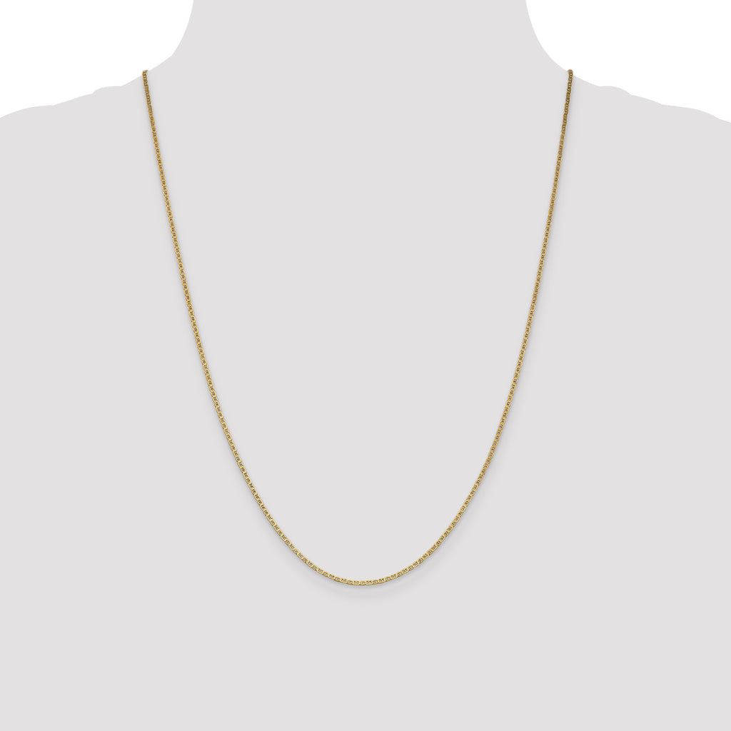 14K 24 inch 1.5mm Lightweight Flat Anchor Link with Lobster Clasp Pendant Chain
