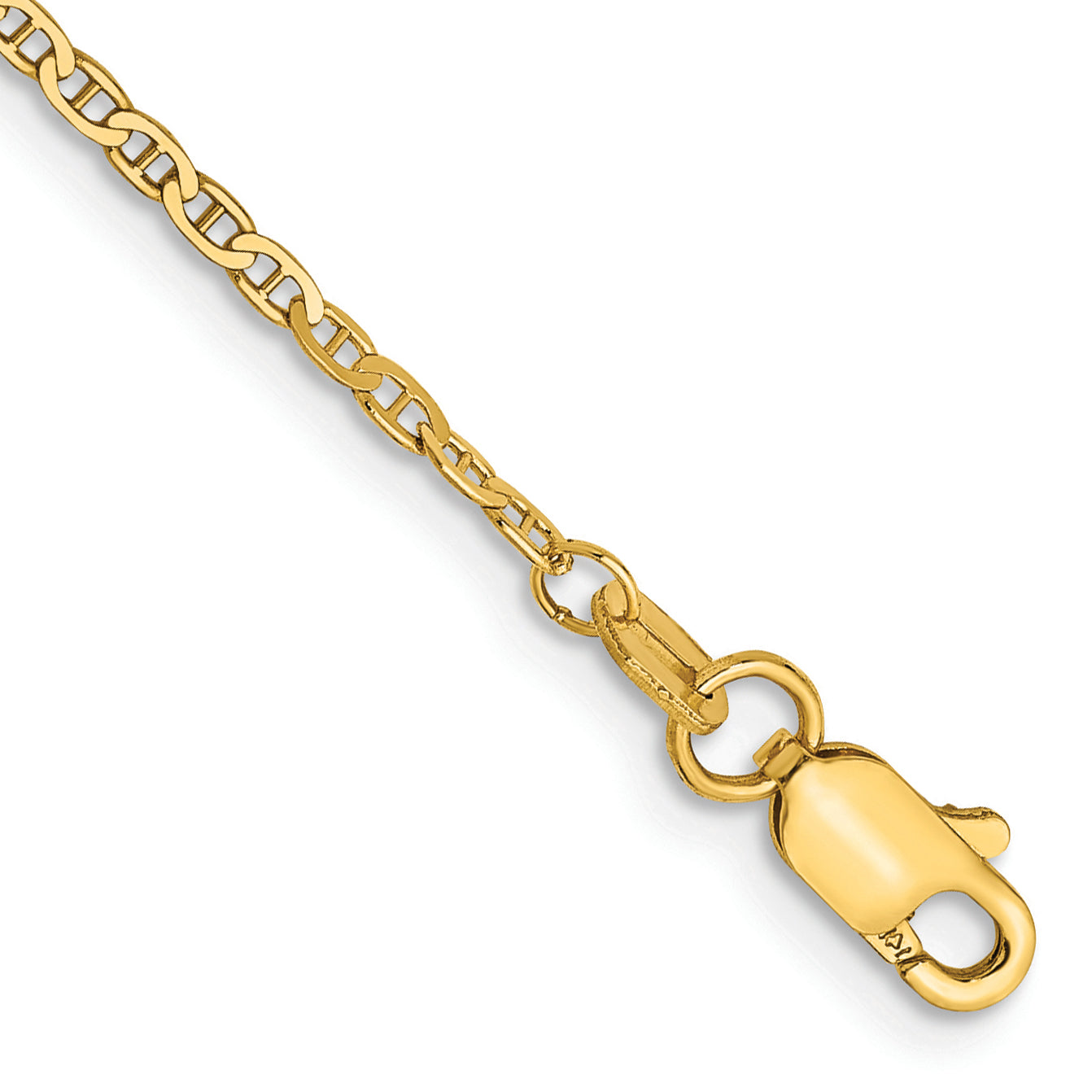 14K 10 inch 1.5mm Lightweight Flat Anchor Link with Lobster Clasp Chain Anklet Main image