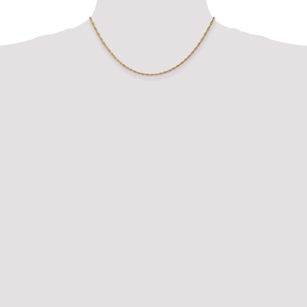 14K 1.40mm Singapore with Spring Ring Clasp Anklet