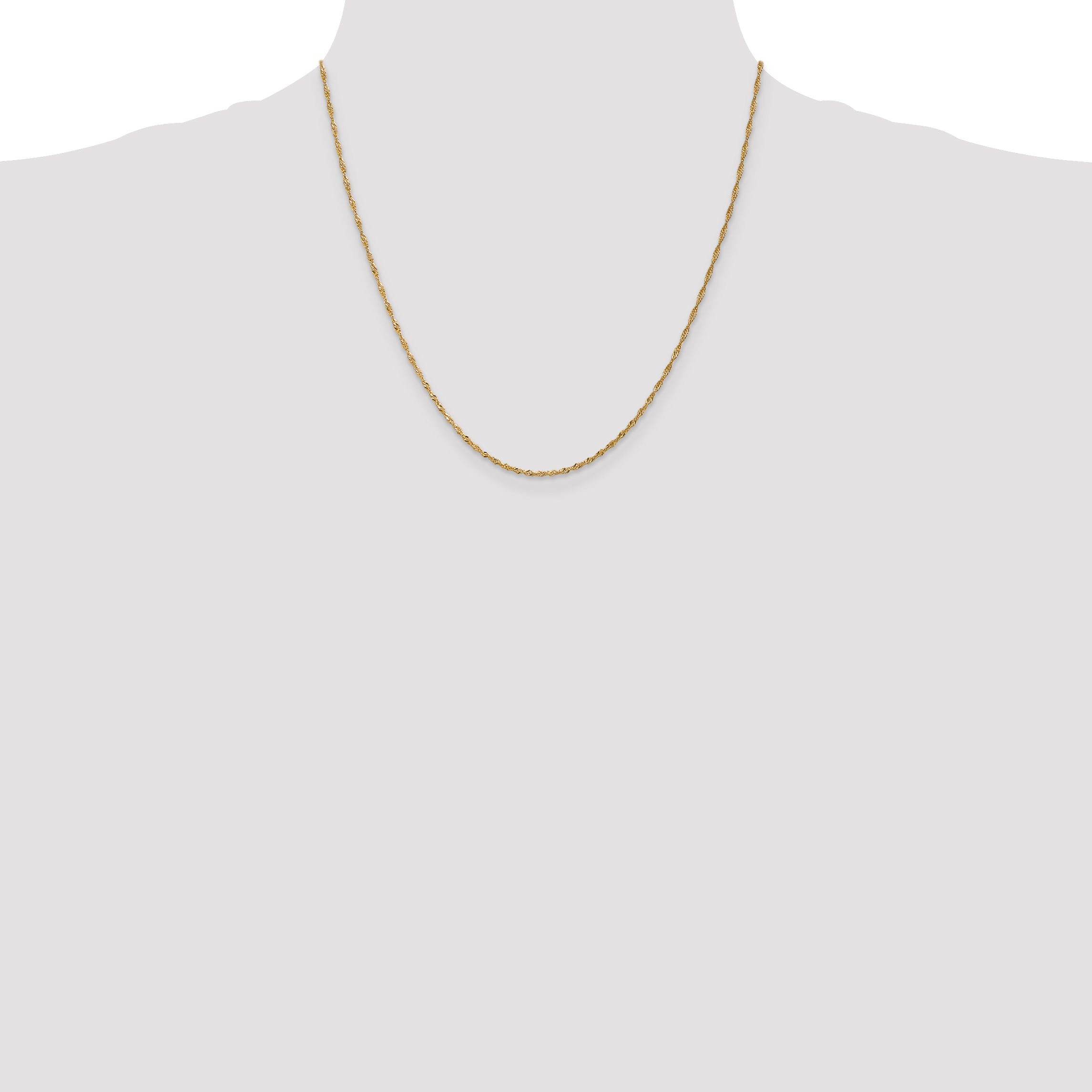 14K Yellow Gold Solid Singapore Chain Necklace 1.4mm