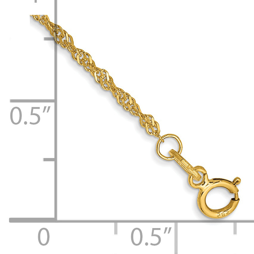 14K 1.40mm Singapore with Spring Ring Clasp Anklet