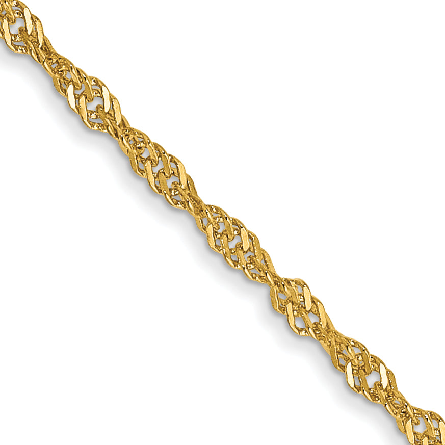 14K 1.40mm Singapore with Spring Ring Clasp Anklet