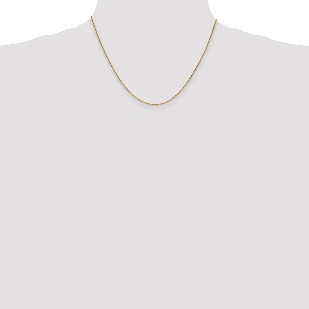 14K 1mm Round Open Link Cable with Lobster Clasp Chain