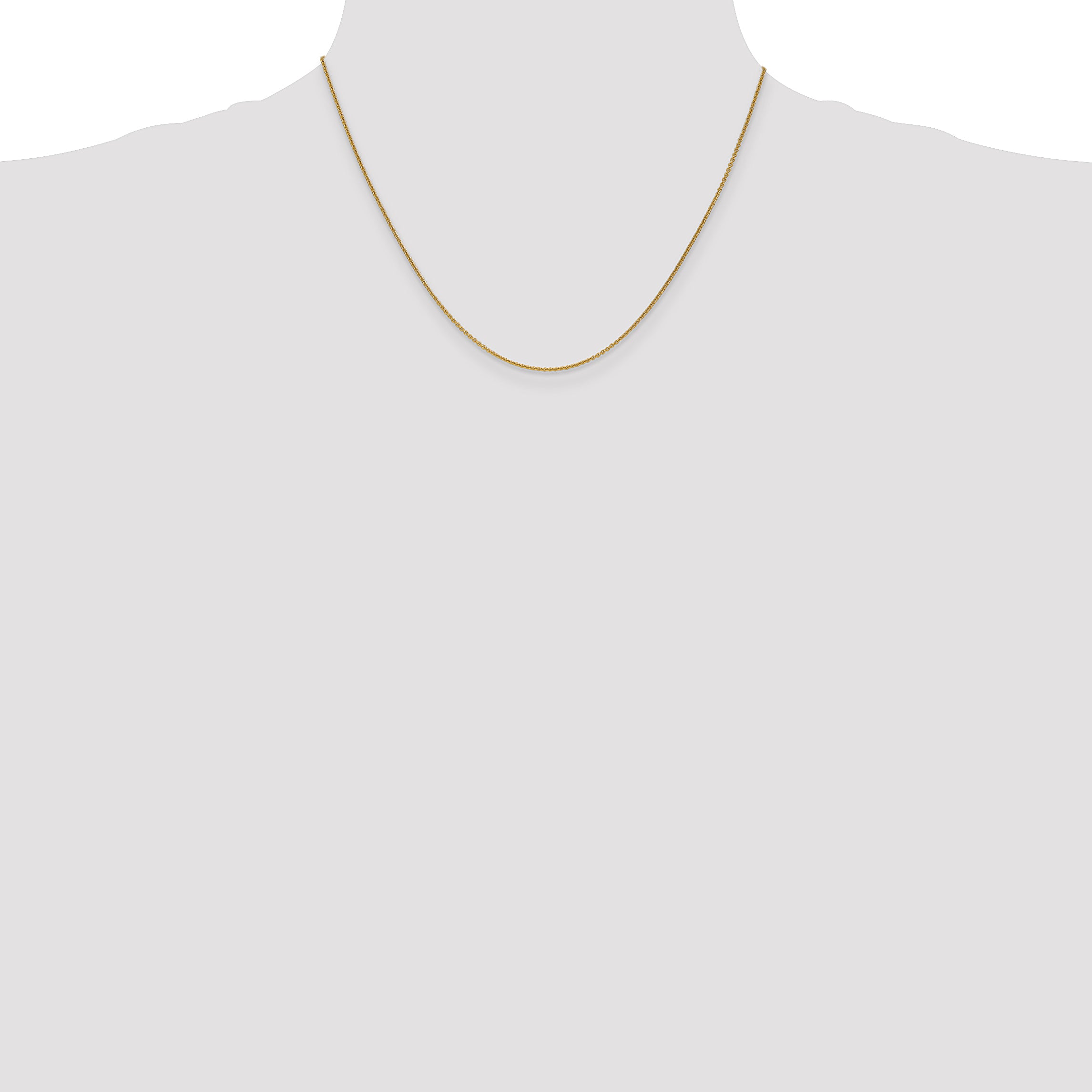 14K 1mm Round Open Link Cable with Lobster Clasp Chain
