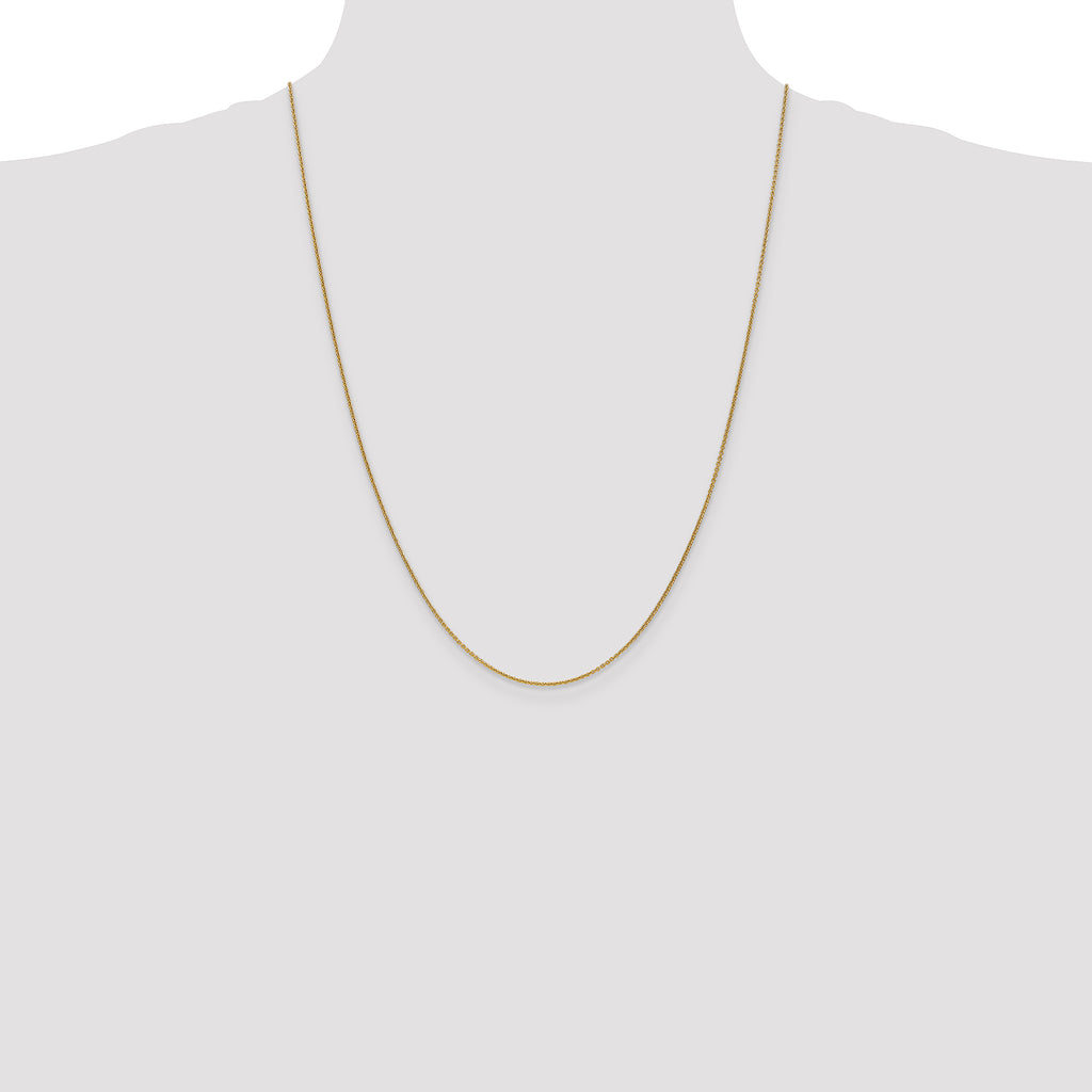 14K 1mm Round Open Link Cable with Lobster Clasp Chain