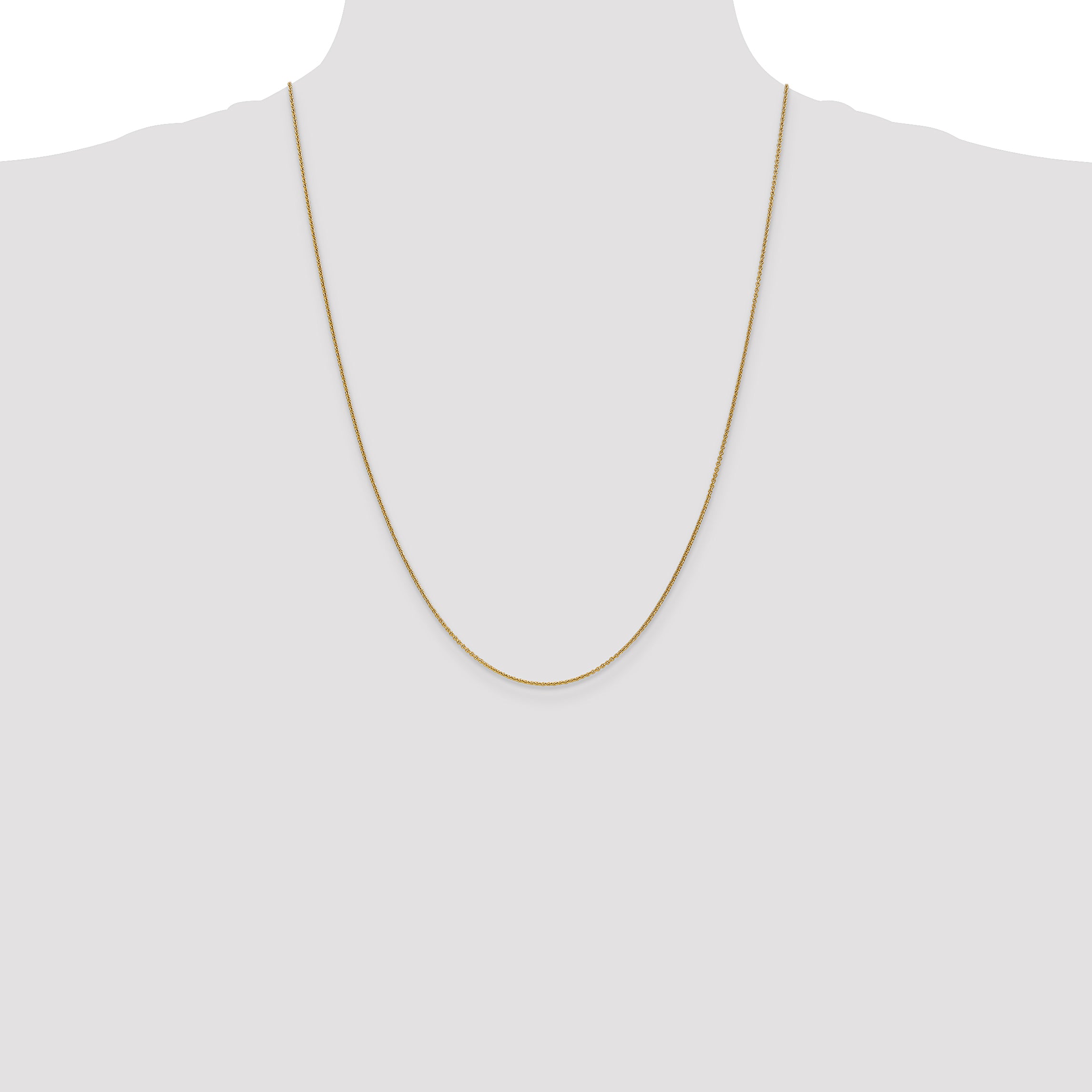 14K 1mm Round Open Link Cable with Lobster Clasp Chain