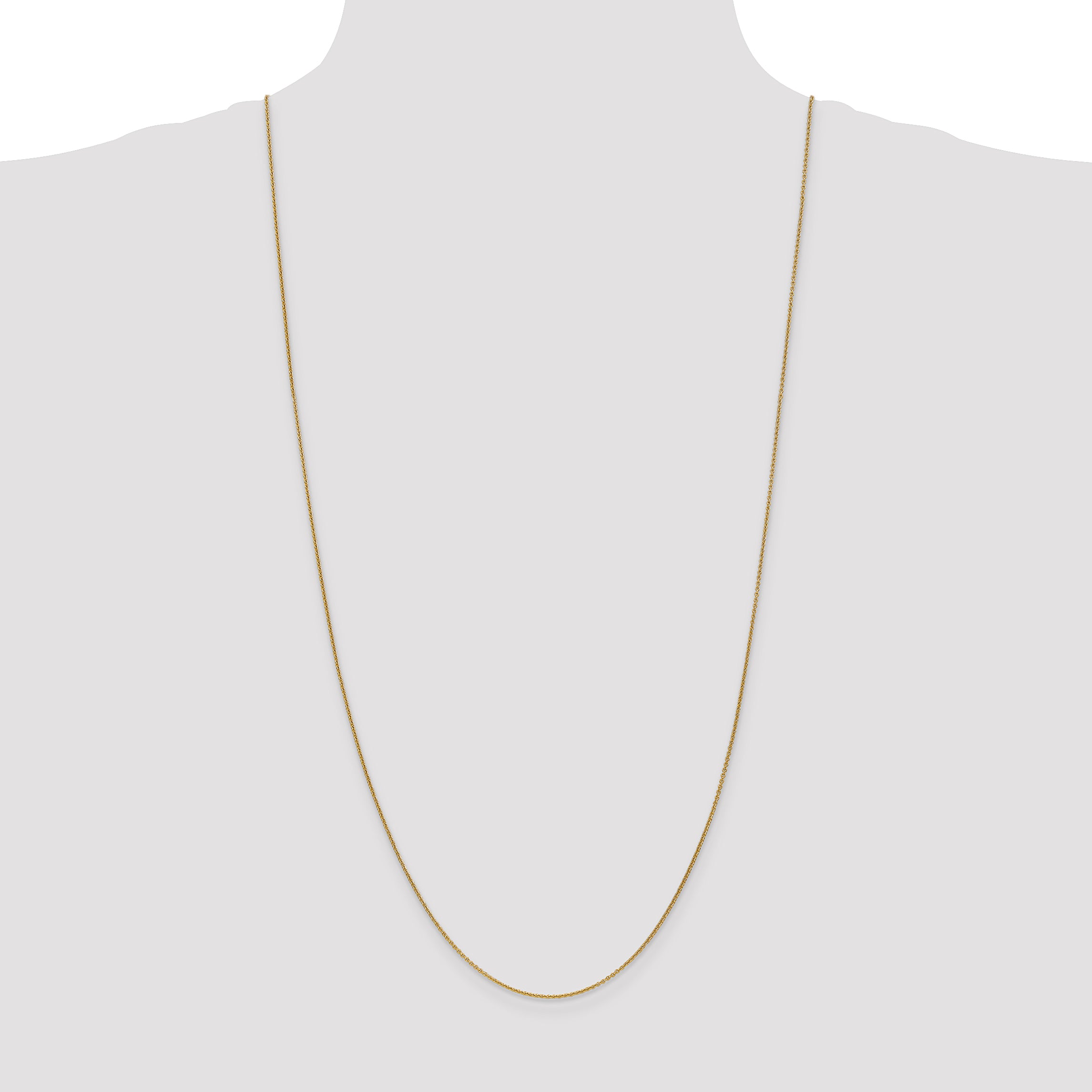 14K 30 inch 1mm Round Open Link Cable with Lobster Clasp Chain