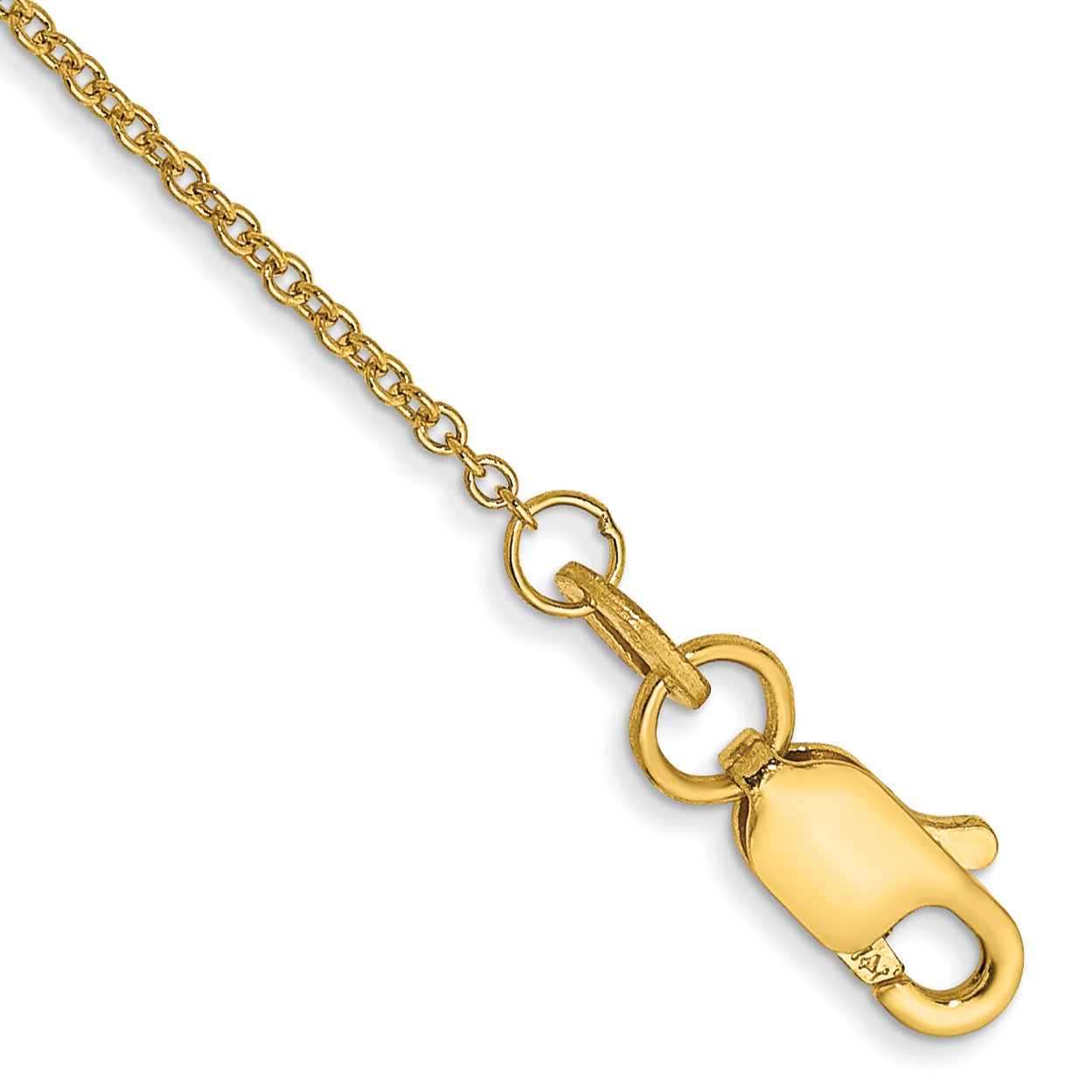 14K 10 inch 1mm Round Open Link Cable with Lobster Clasp Anklet Main image