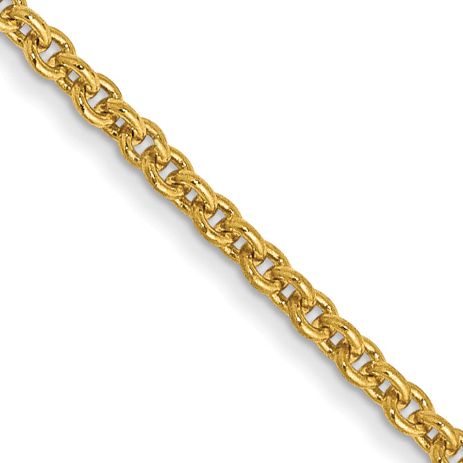 14K 1.4mm Round Open Link Cable with Lobster Clasp Chain
