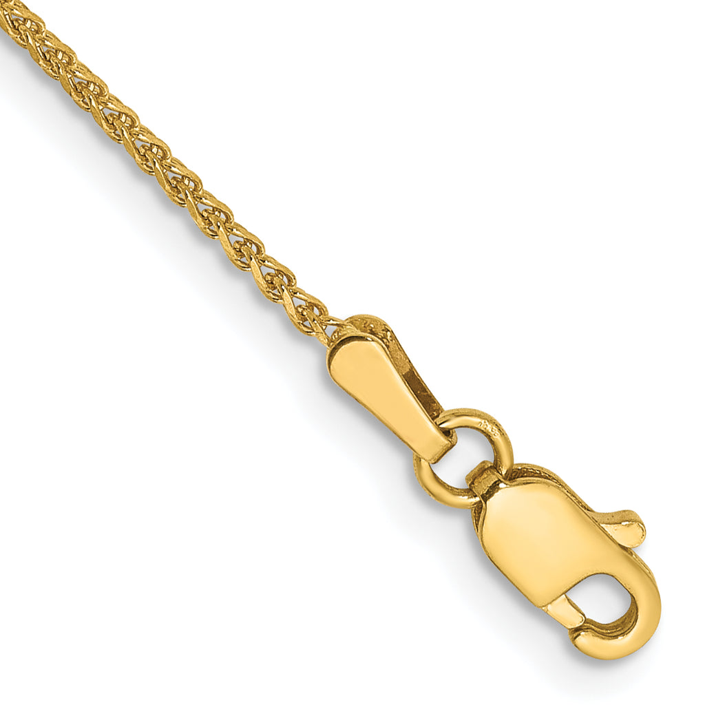 14K Yellow Gold Solid Diamond-Cut Wheat Chain Necklace 1.25mm