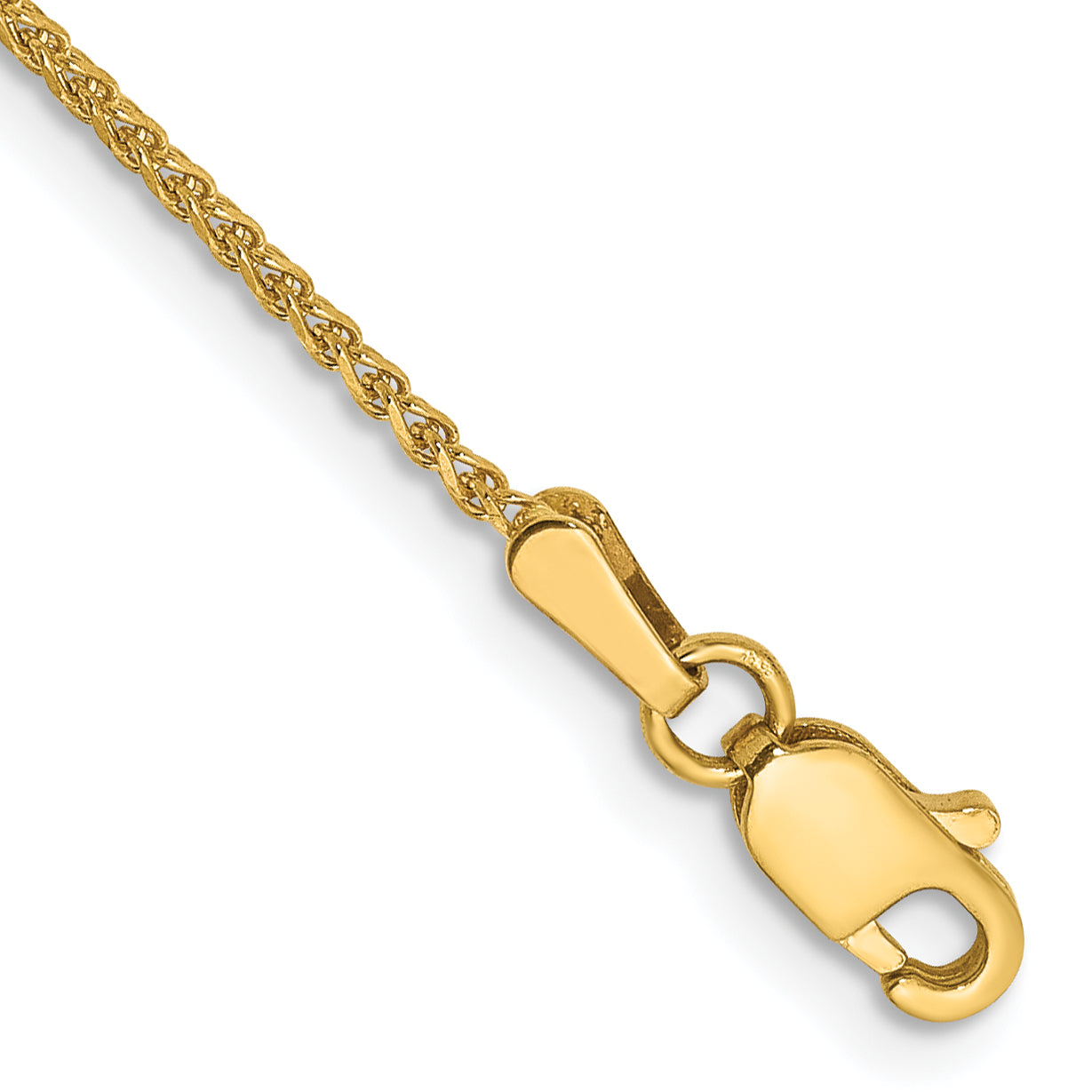 14K Yellow Gold Solid Diamond-Cut Wheat Chain Necklace 1.25mm