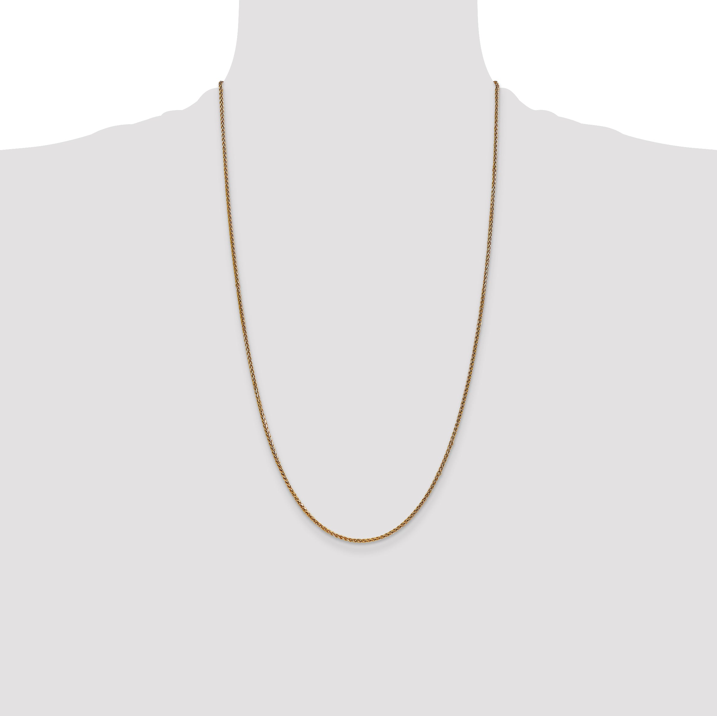 14K Yellow Gold Solid Diamond-Cut Wheat Chain Necklace 1.7mm