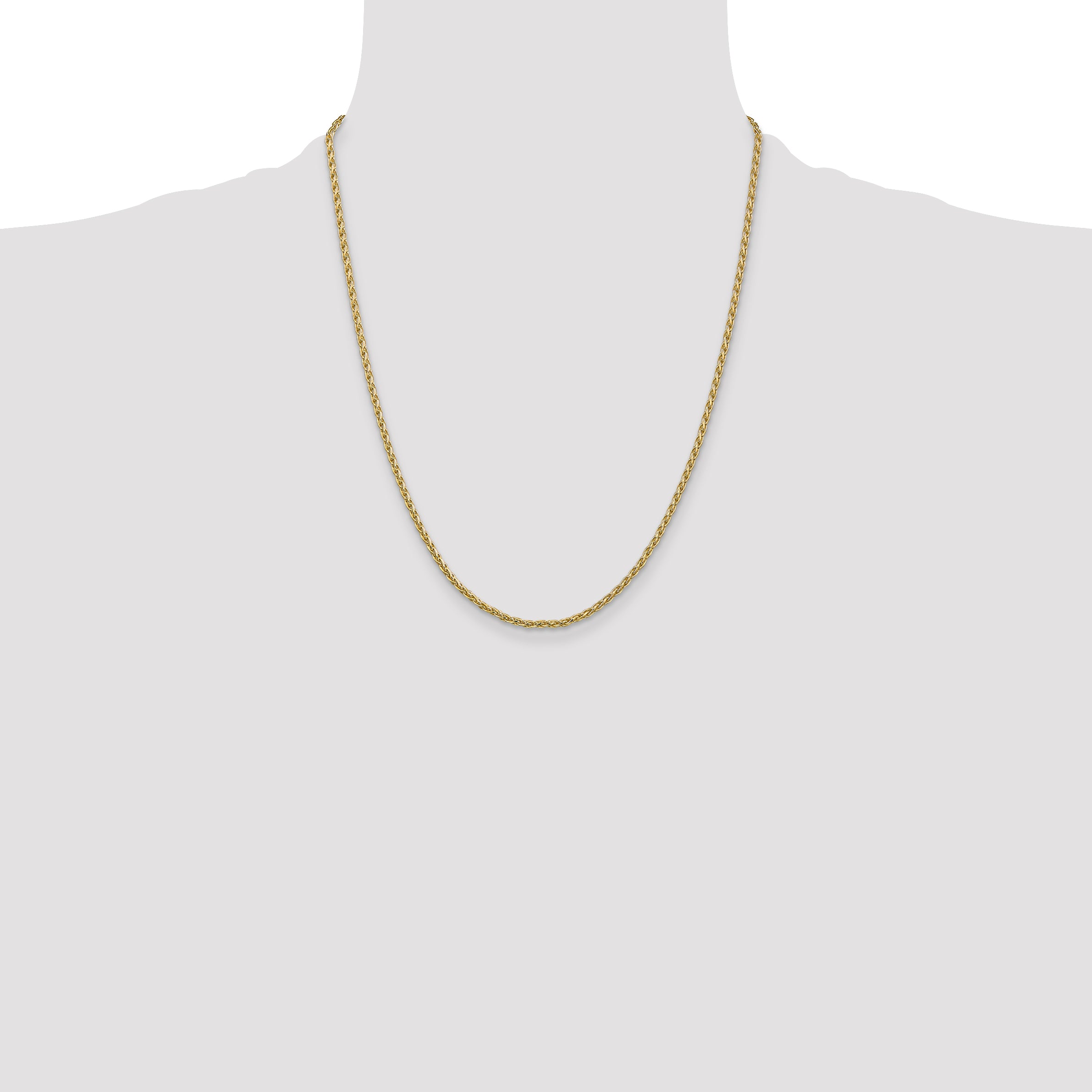 14k 22 inch 2.25mm Parisian Wheat with Lobster Clasp Chain