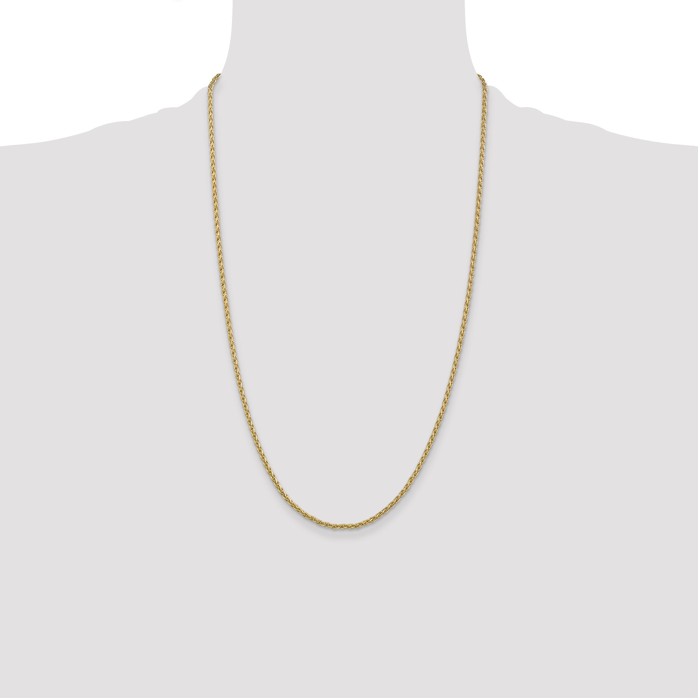 14k 26 inch 2.25mm Parisian Wheat with Lobster Clasp Chain