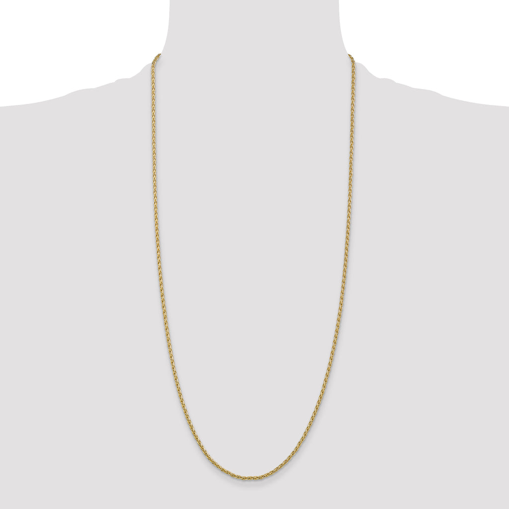 14k 30 inch 2.25mm Parisian Wheat with Lobster Clasp Chain
