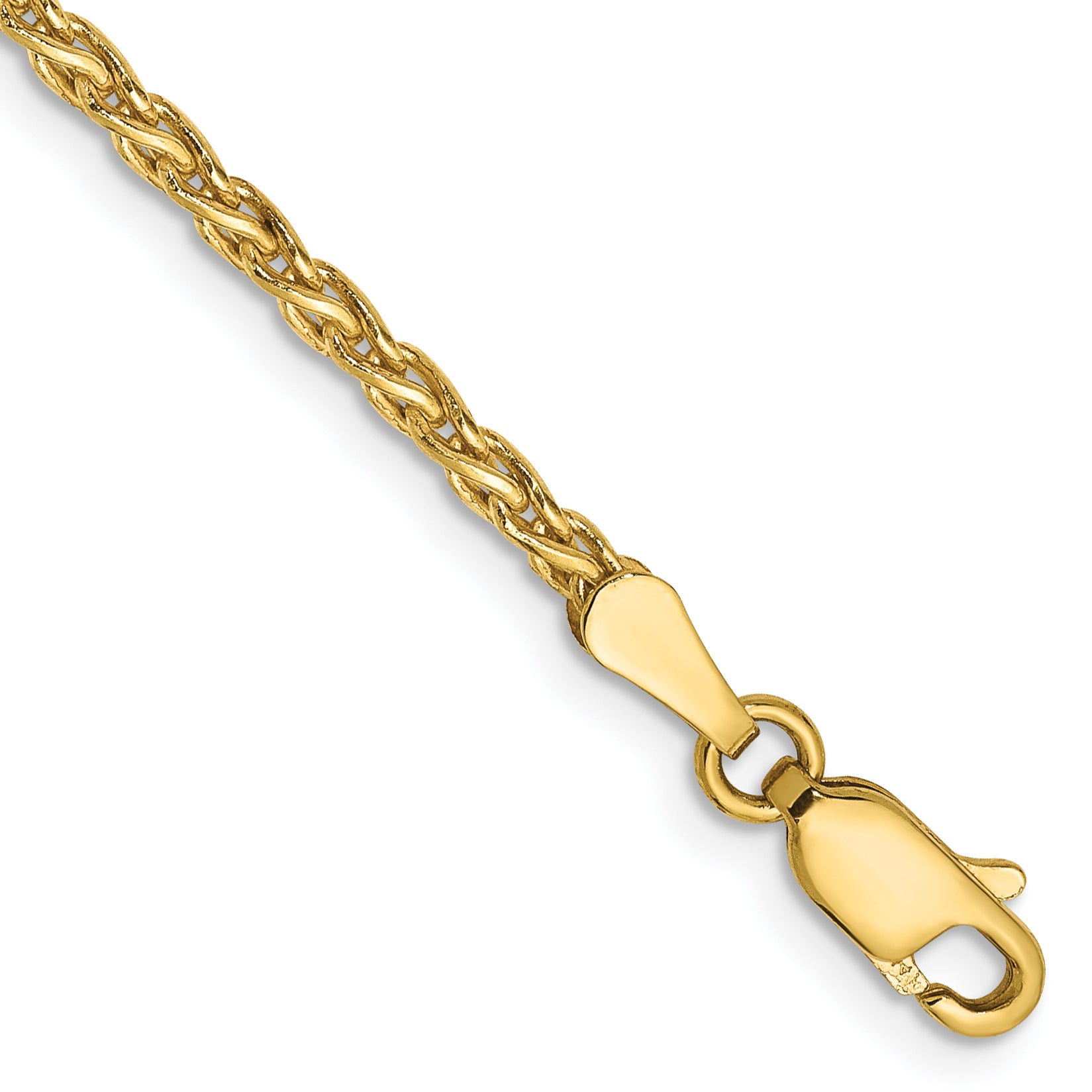 14k 7 inch 2.25mm Parisian Wheat with Lobster Clasp Bracelet Main image