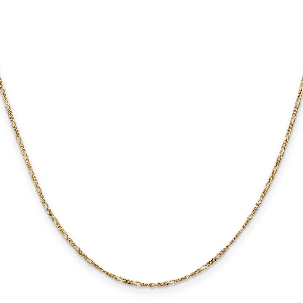 14K 24 inch 1.25mm Flat Figaro with Spring Pendant Ring Pendant Chain