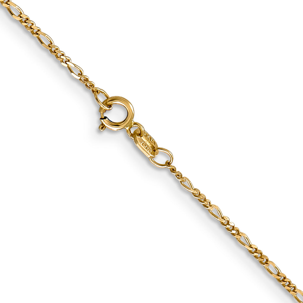 14K 24 inch 1.25mm Flat Figaro with Spring Pendant Ring Pendant Chain