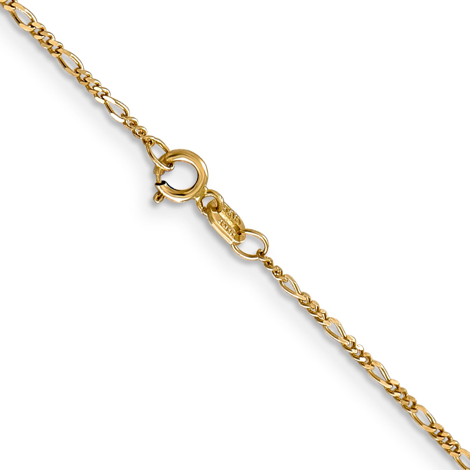 14K 24 inch 1.25mm Flat Figaro with Spring Pendant Ring Pendant Chain