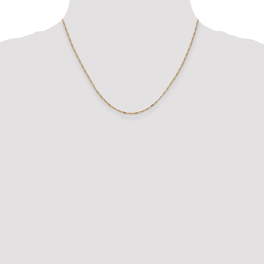 14K 18 inch 1.25mm Flat Figaro with Spring Pendant Ring Pendant Chain