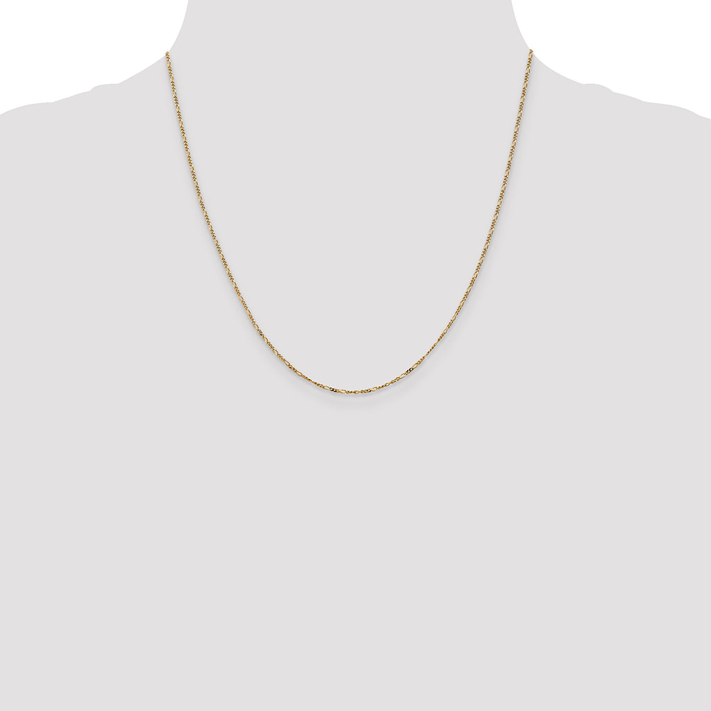 14K 20 inch 1.25mm Flat Figaro with Spring Pendant Ring Pendant Chain