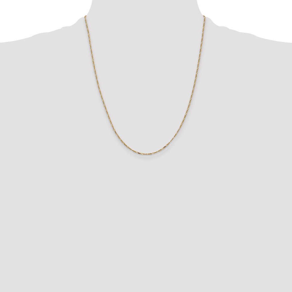 14K 22 inch 1.25mm Flat Figaro with Spring Pendant Ring Pendant Chain