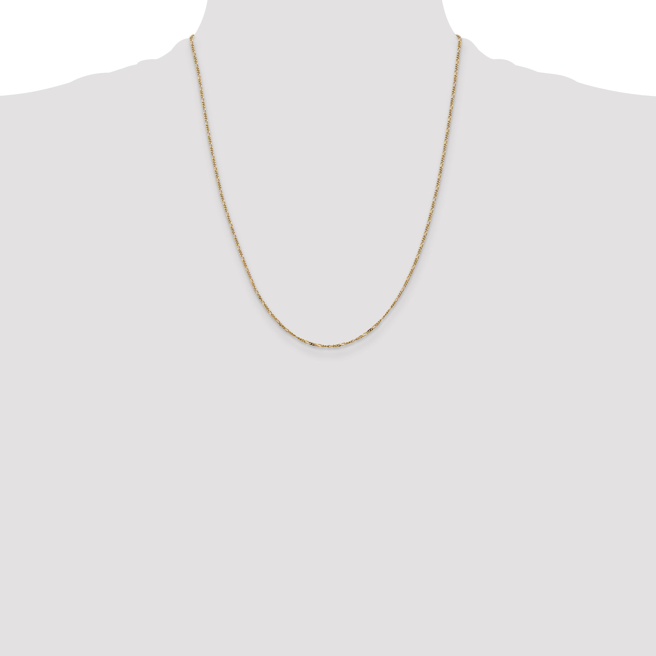 14K 22 inch 1.25mm Flat Figaro with Spring Pendant Ring Pendant Chain