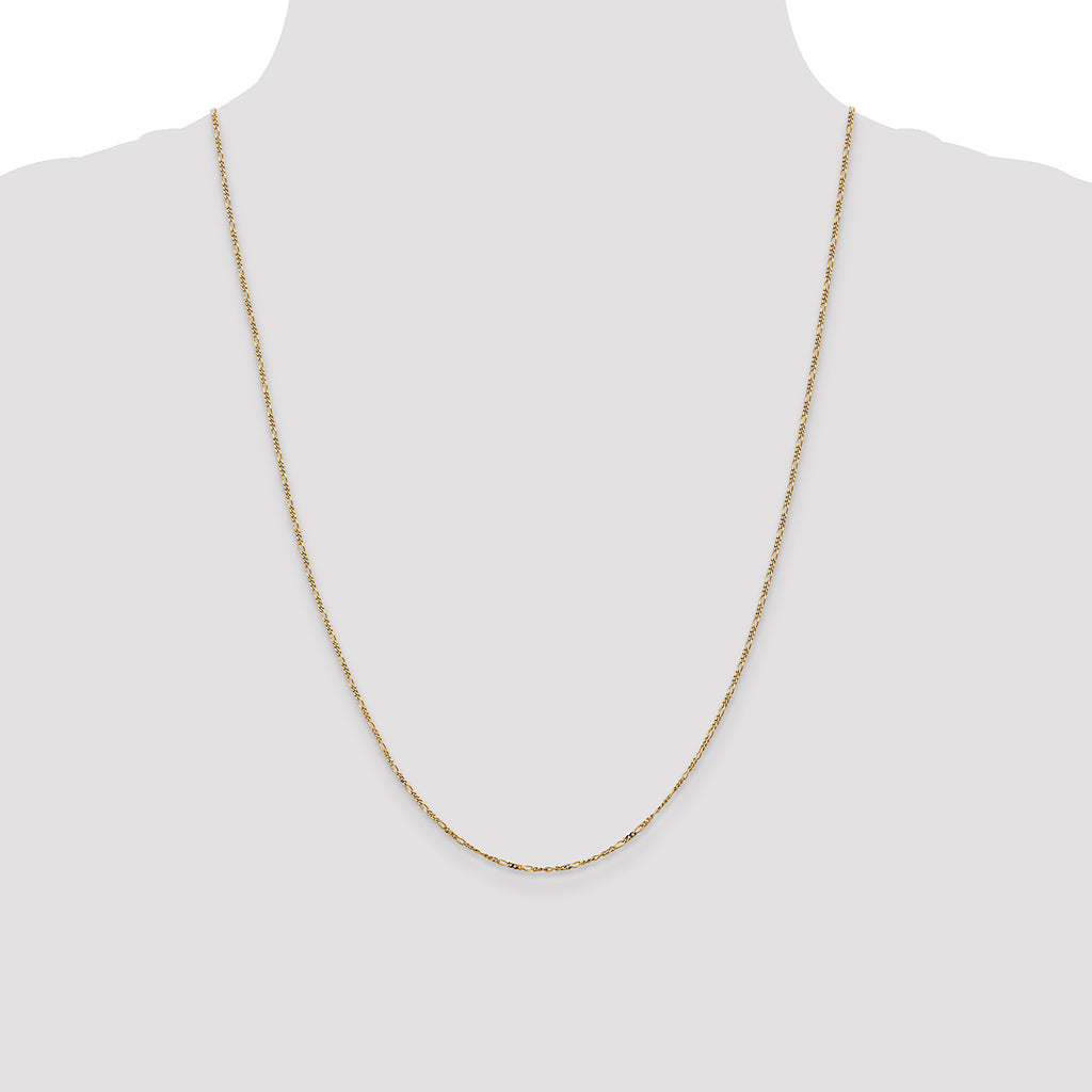 14K 24 inch 1.25mm Flat Figaro with Spring Pendant Ring Pendant Chain