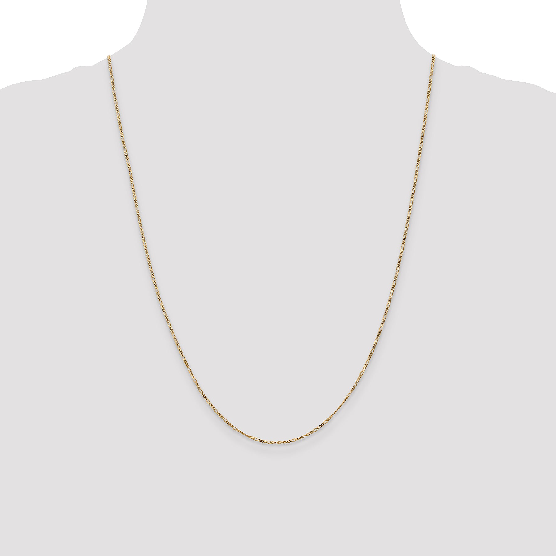14K 24 inch 1.25mm Flat Figaro with Spring Pendant Ring Pendant Chain