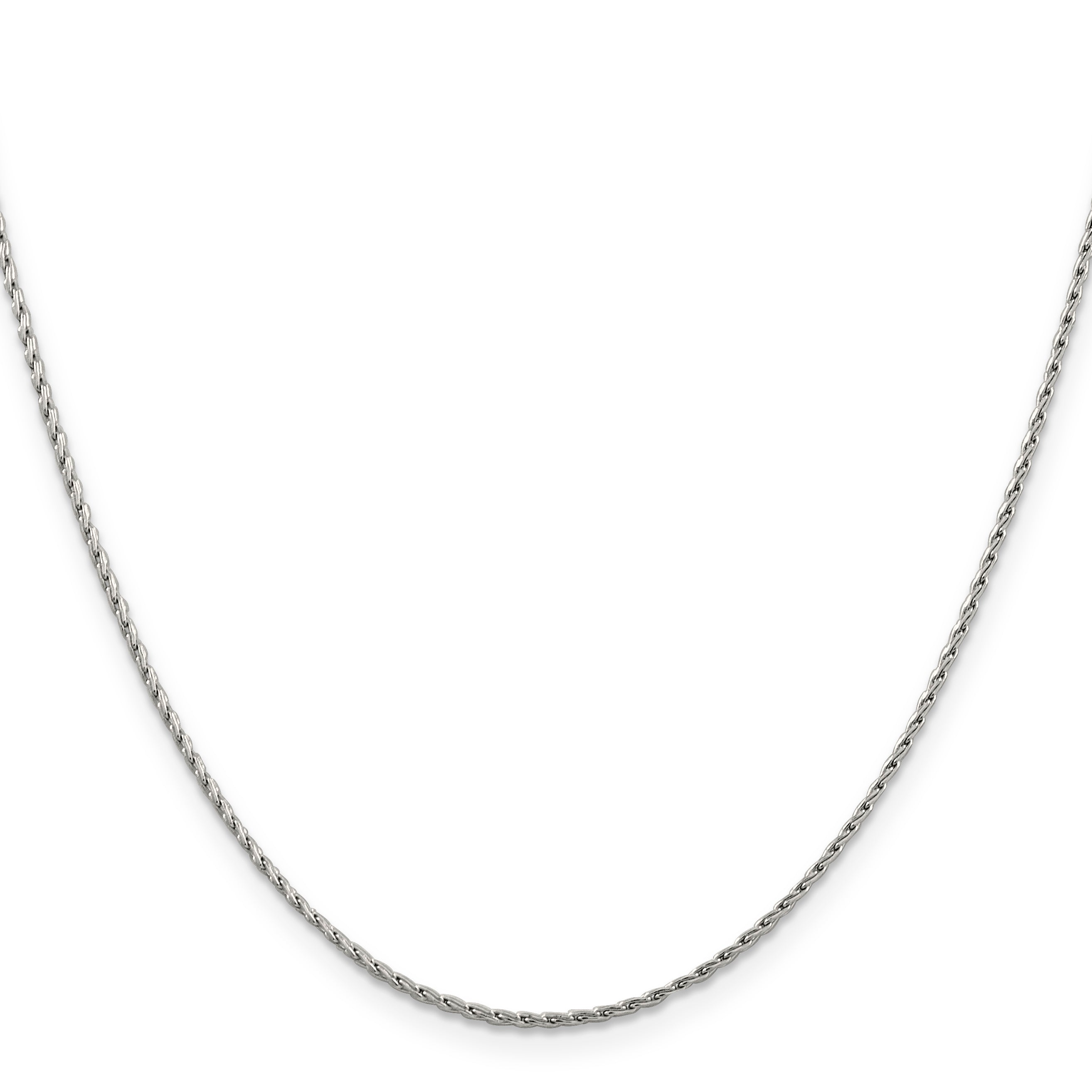 14K White Gold 24 inch 1.25mm Round Parisian Wheat with Lobster Clasp Chain