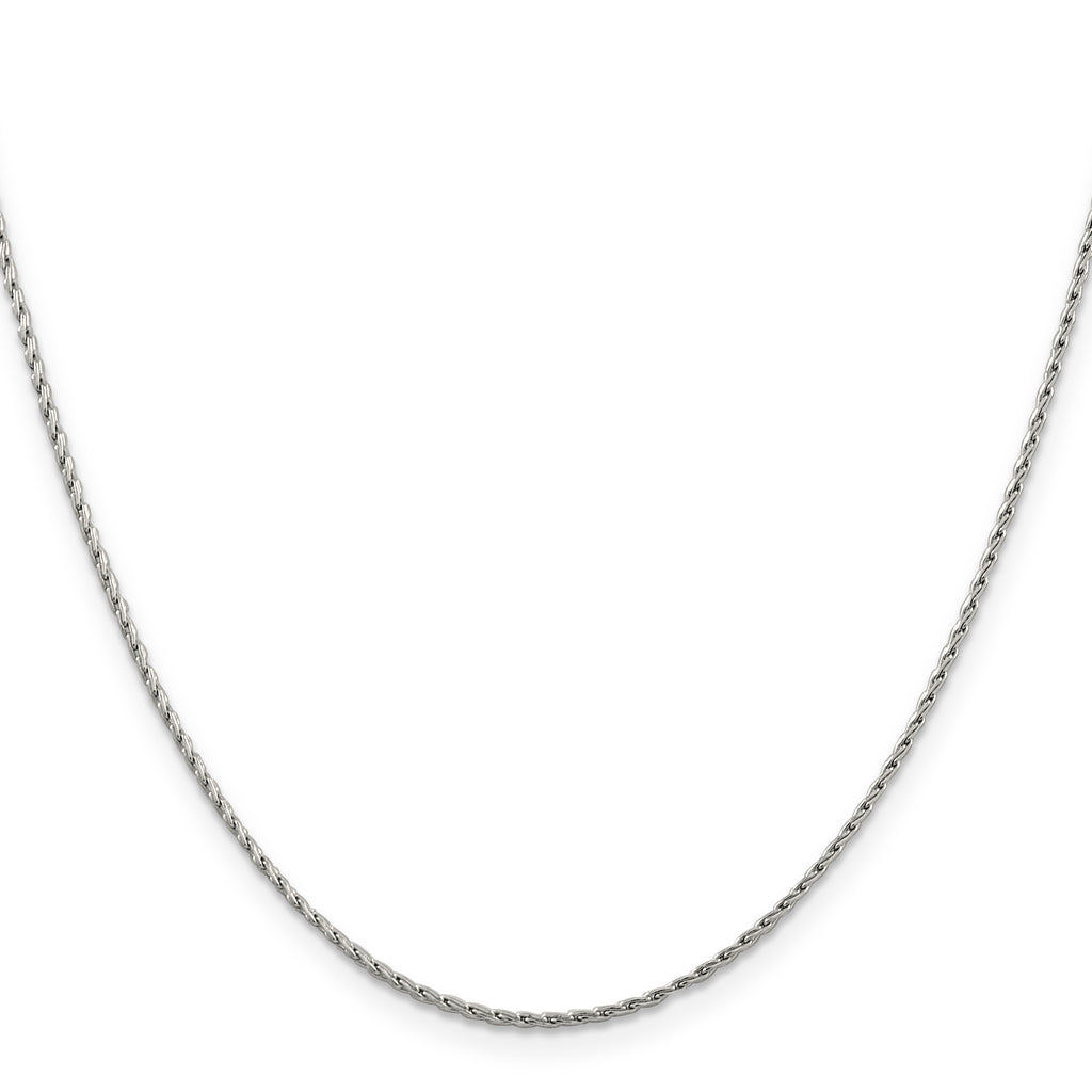 14K White Gold 24 inch 1.25mm Round Parisian Wheat with Lobster Clasp Chain