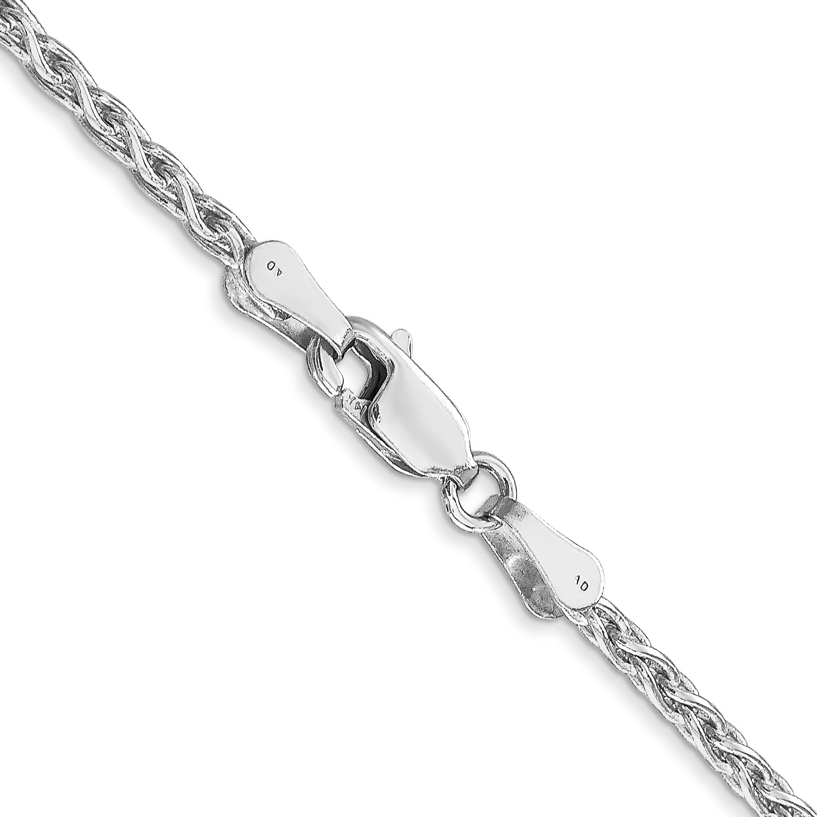 14K White Gold 24 inch 2.25mm Parisian Wheat with Lobster Clasp Chain